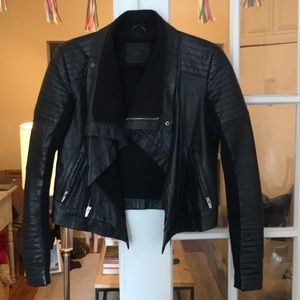 Leather jacket with flaps